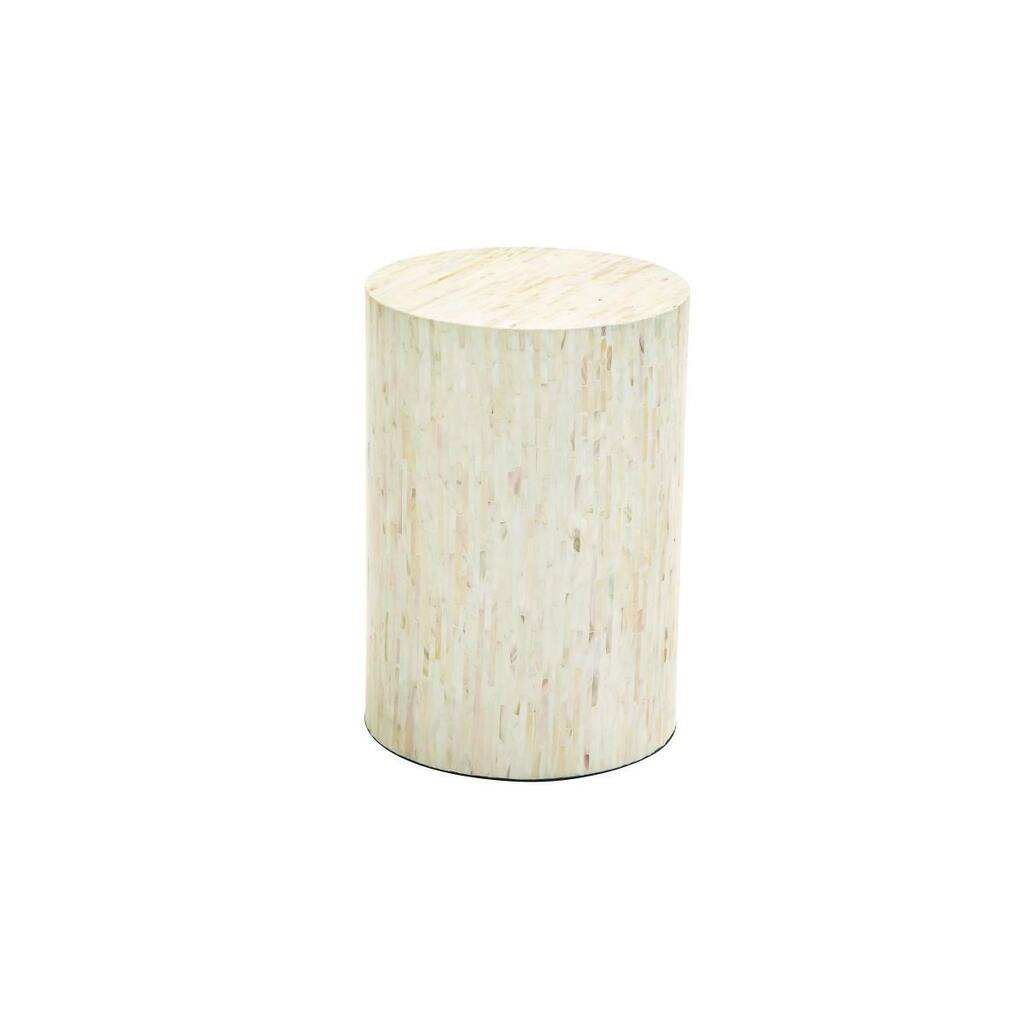 Wood Shell Inlay White Accent Table (14 inches wide x 20 inches high)