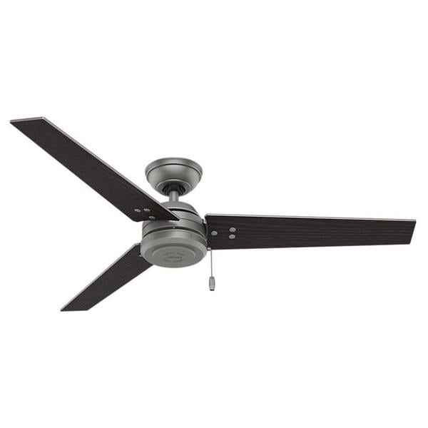 Hunter Cassius 52-inch Matte Silver Fan With 3 Matte Silver/Grey Oak Reversible Blades - Grey