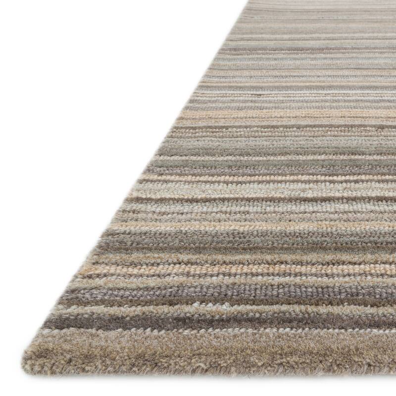 Hand-hooked Barrow Silver Striped Wool Rug