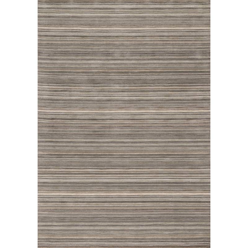 Hand-hooked Barrow Silver Striped Wool Rug