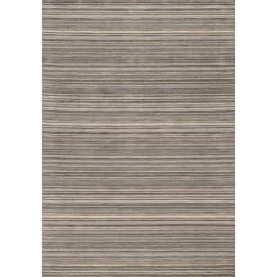 Hand-hooked Barrow Silver Striped Wool Rug