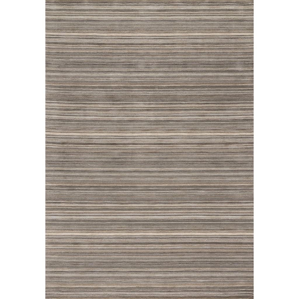 Hand-hooked Barrow Silver Striped Wool Rug