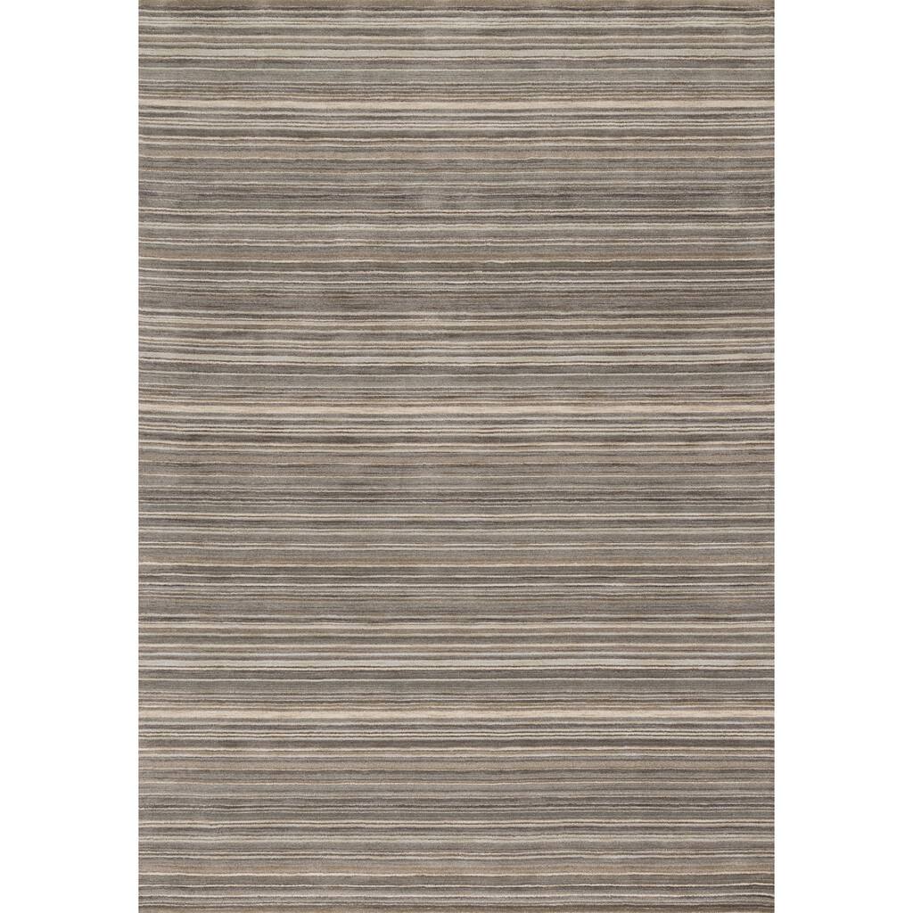 Hand-hooked Barrow Silver Striped Wool Rug