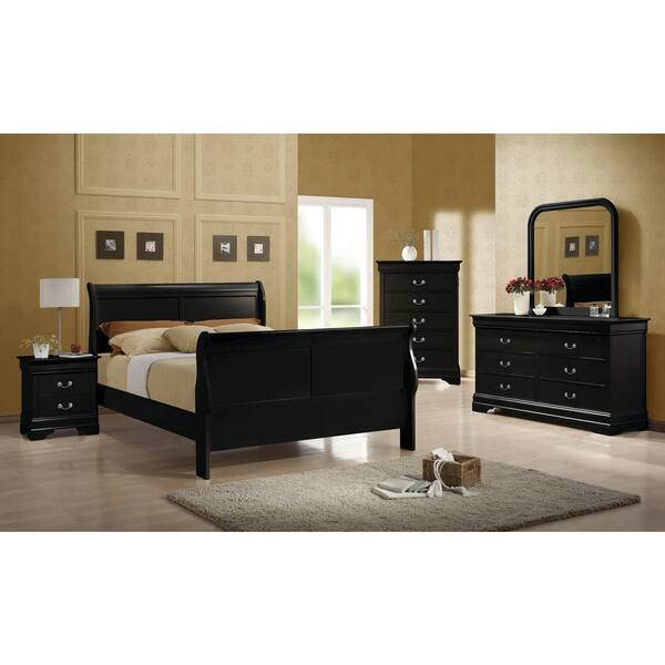 Louis Phillipe Faux Leather and Wood Bed - Bed Bath & Beyond