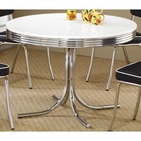 Coaster Company White/ Chrome Plated Metal Round Retro Dining Table