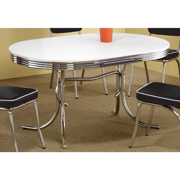 Coaster Company White Oval Retro Style Dining Table