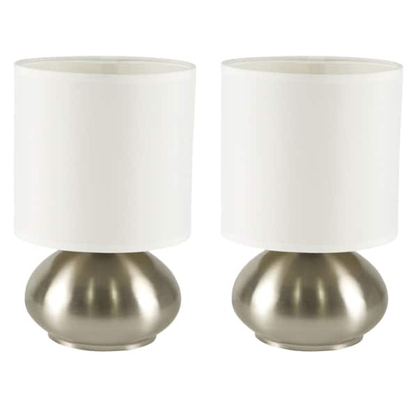 Light Accents Bedroom Side Table Lamps With On Off Touch Sensor Brushed Nickel Set Of 2