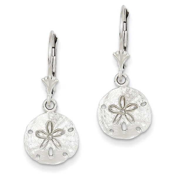 14k White Gold Sand Dollar Leverback Earrings By Versil Free 14k White Gold Sand Dollar Leverback Earrings By Versil