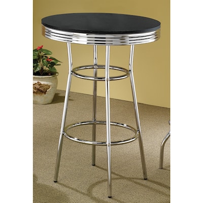 Coaster Furniture Theodore Black and Chrome Round Bar Table