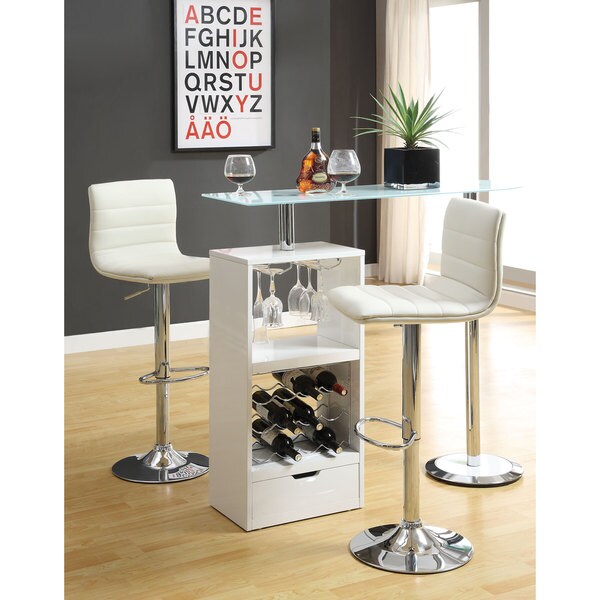 Clay Alder Home Lincoln Hwy Metal/ Glass White Storage Shelf Bar Table