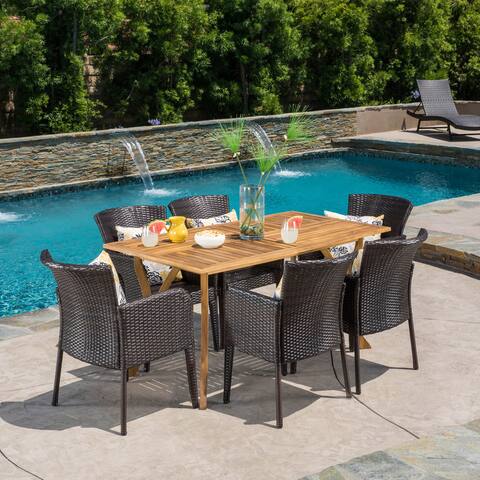 Henaya Outdoor 7-piece Wood Dining Set by Christopher Knight Home