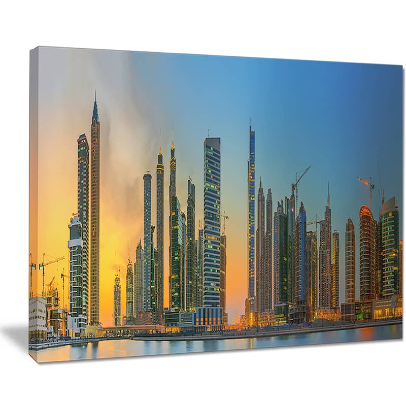 Business Bay And Downtown Dubai - Cityscape Canvas Print - Multi-color 