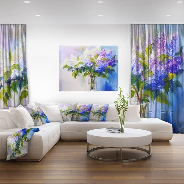 Blue And White Lilacs In Vase Floral Canvas Art Print Green Overstock 12209552
