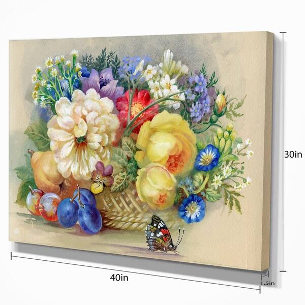 Bunch Of Flowers And Fruits Large Floral Wall Art Canvas Multi Color Overstock Bunch Of Flowers And Fruits Large Floral Wall Art Canvas Multi Color Overstock