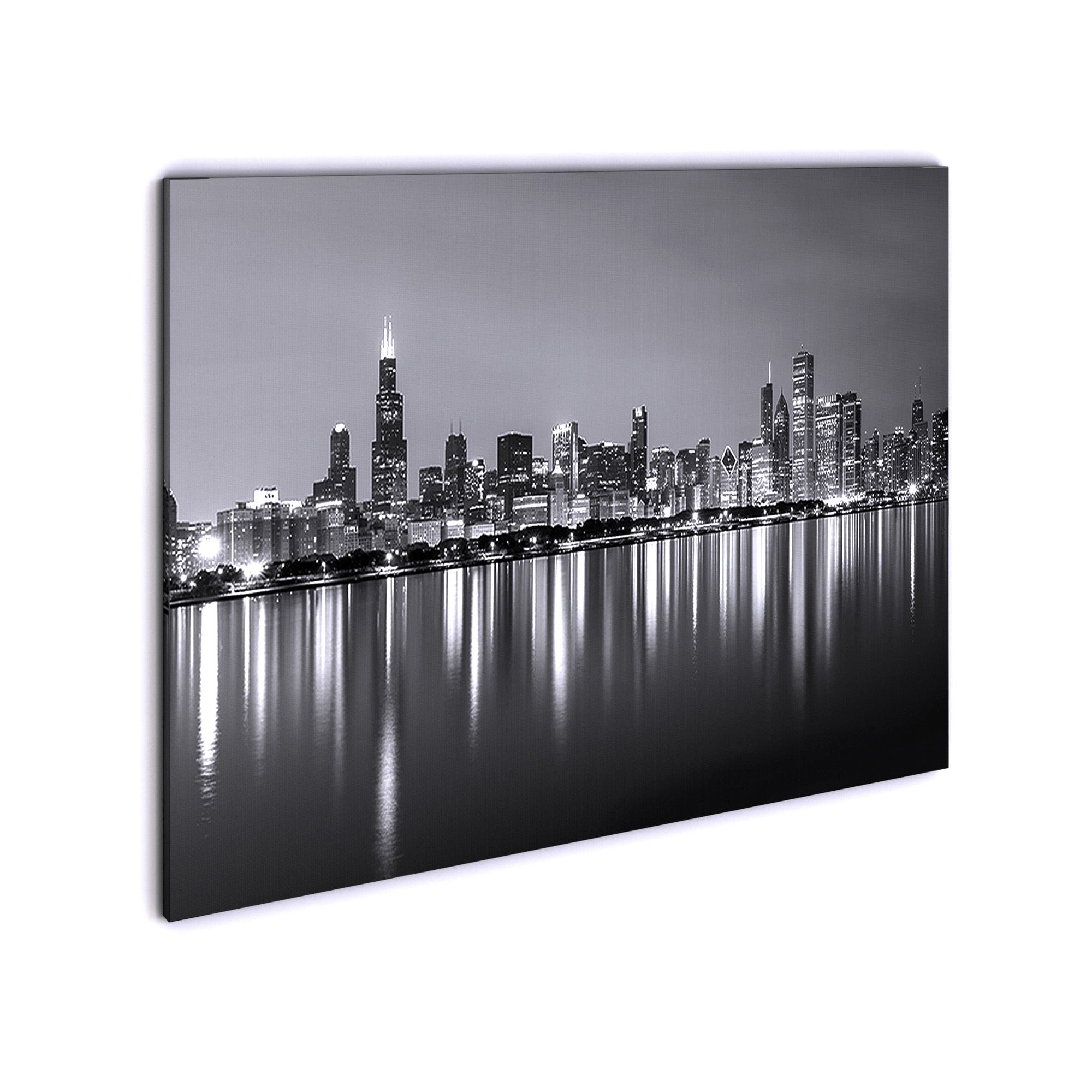 Carbon Loft Chicago Skyline At Night Black And White Cityscape Canvas Print On Sale Overstock