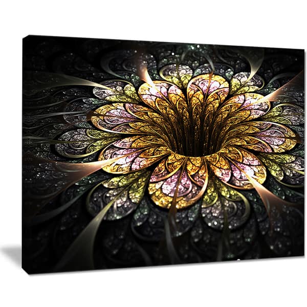 Dark Golden Fractal Flower Digital Art Large Floral Canvas Art Print Gold Overstock 12209681