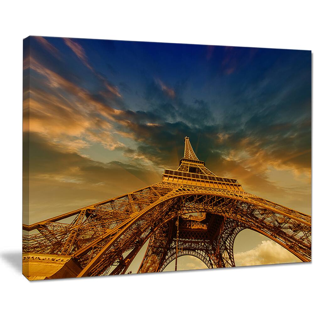 Dramatic Sky above Paris Eiffel Tower in Paris - Cityscape Canvas print ...