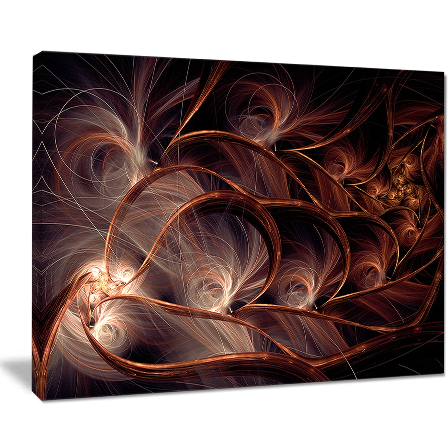 Glittering Brown Fractal Flower On Black Large Floral Canvas Art Print Overstock 12209801