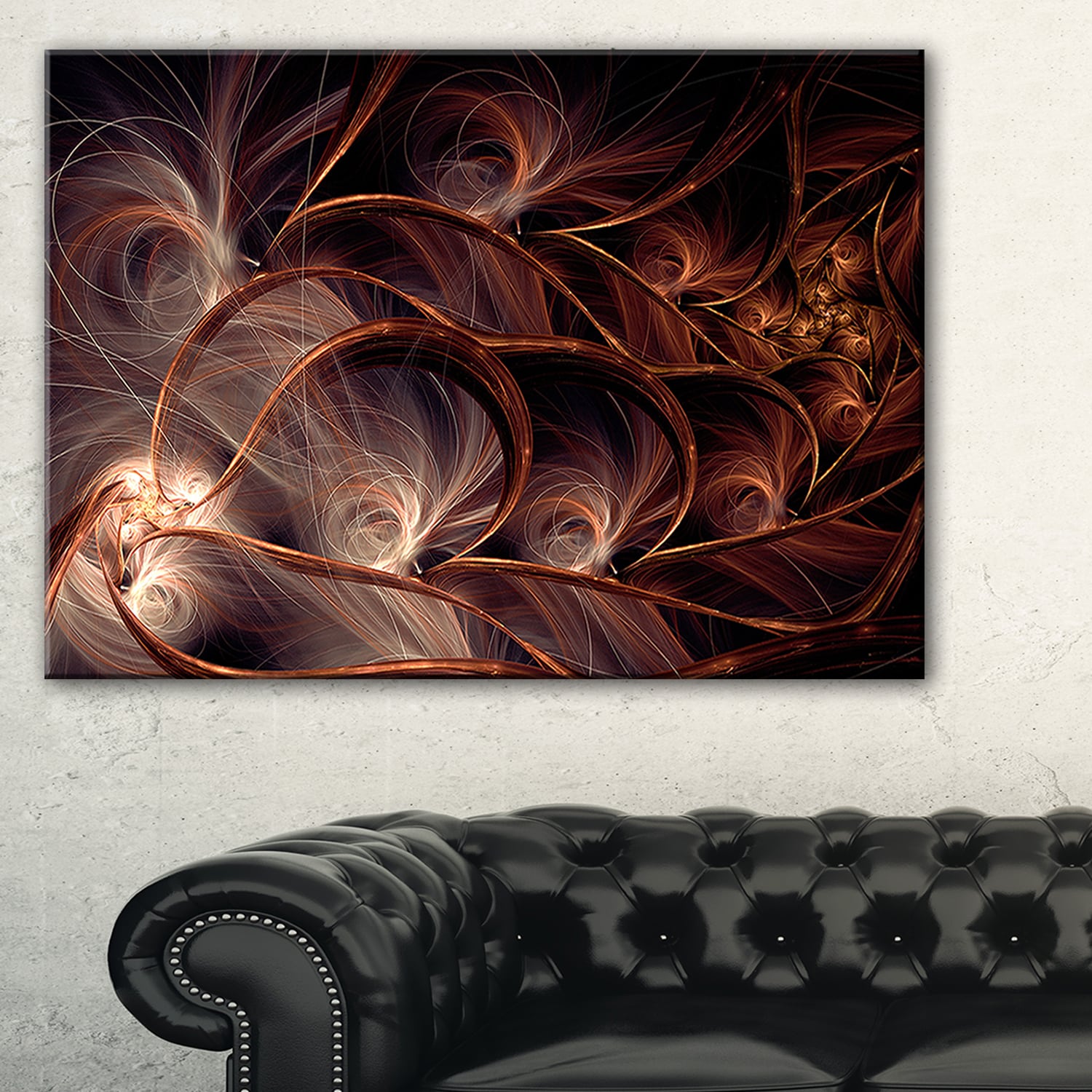 Glittering Brown Fractal Flower On Black Large Floral Canvas Art Print Overstock 12209801