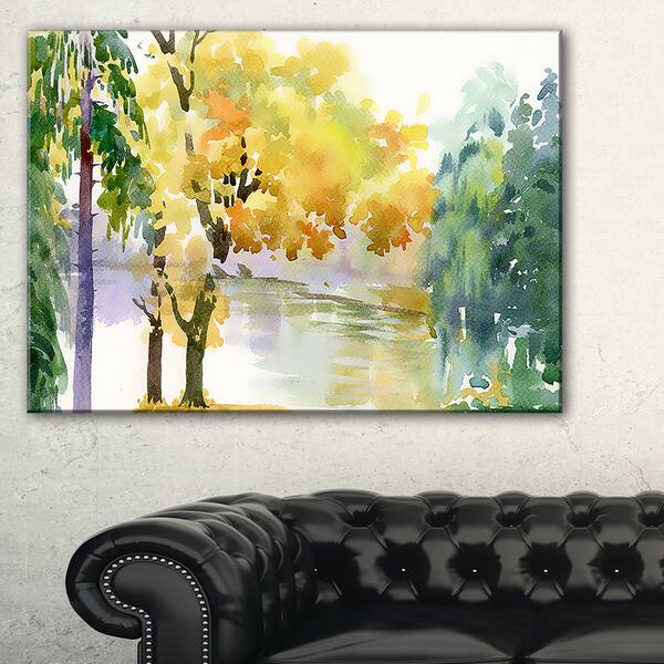 Shop Beautiful Autumn Forest Watercolor Landscape Wall Art