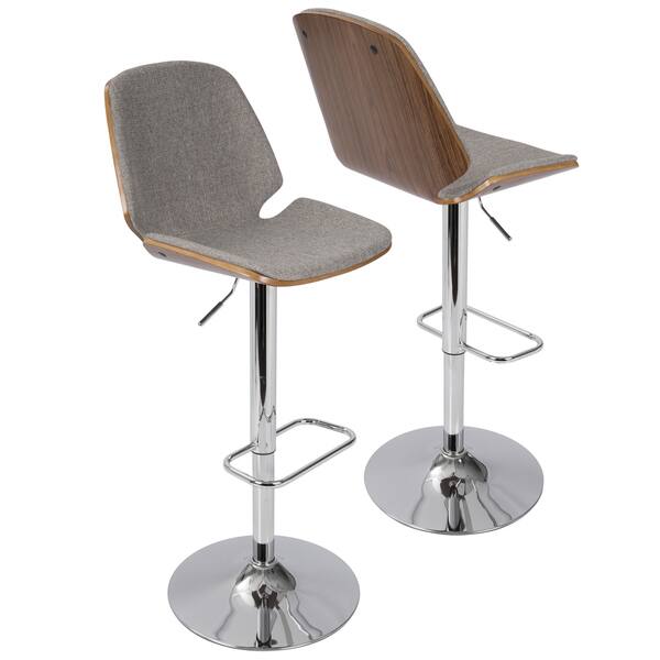 slide 15 of 24, Carson Carrington Vihti Walnut Wood Adjustable Swivel Bar Stool Grey