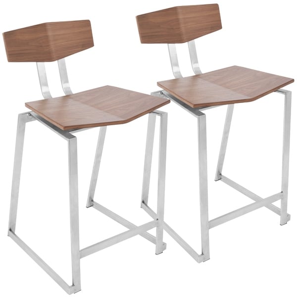 Flight Walnut Wood and Stainless Steel Counter Stool (Set of 2). Opens flyout.