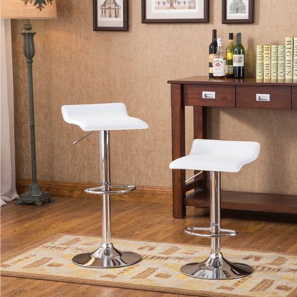 Shop Baxton White Square Top Adjustable Height Wood And Chrome