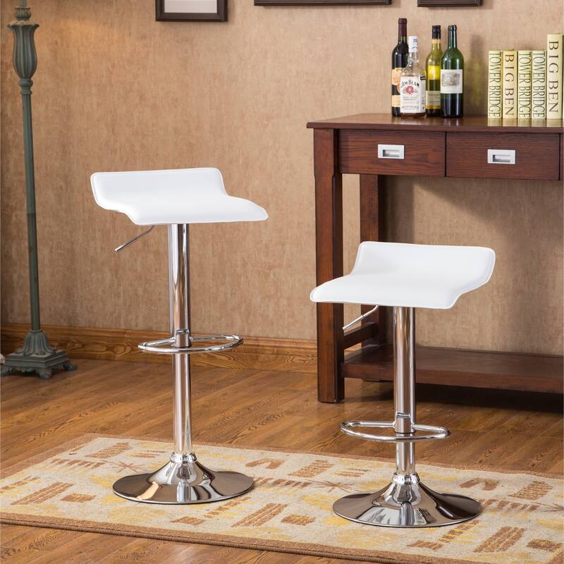 Roundhill Furniture Baxton 3-piece White Adjustable Height Wood and Chrome Metal Bar Set