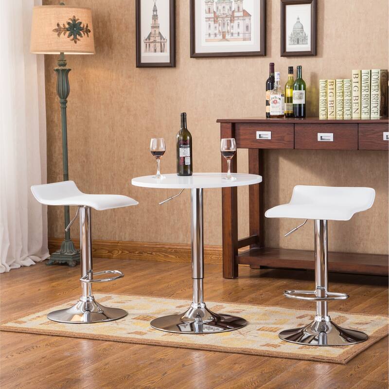 Roundhill Furniture Baxton 3-piece White Adjustable Height Wood and Chrome Metal Bar Set