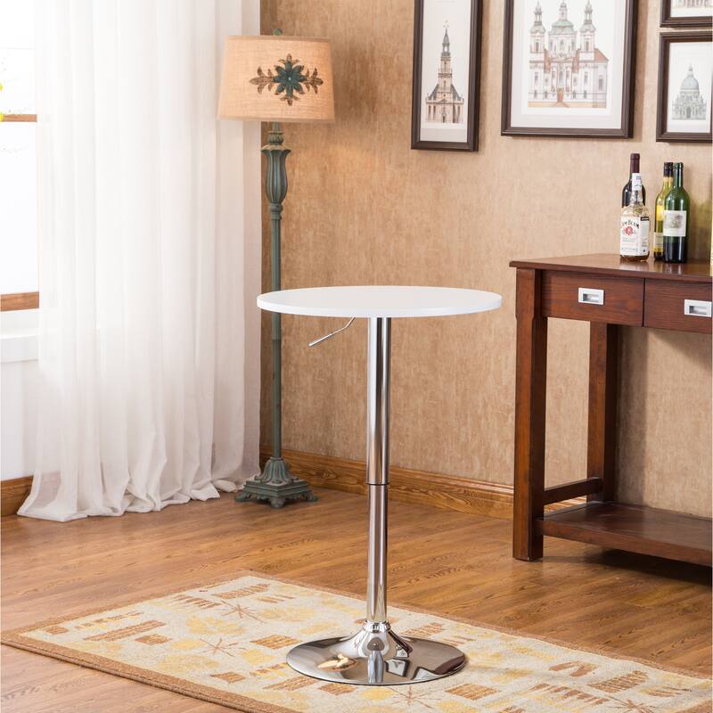 Roundhill Furniture Baxton 3-piece White Adjustable Height Wood and Chrome Metal Bar Set