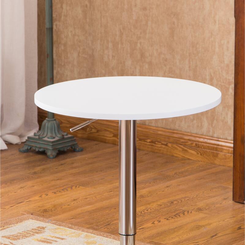 Roundhill Furniture Baxton 3-piece White Adjustable Height Wood and Chrome Metal Bar Set