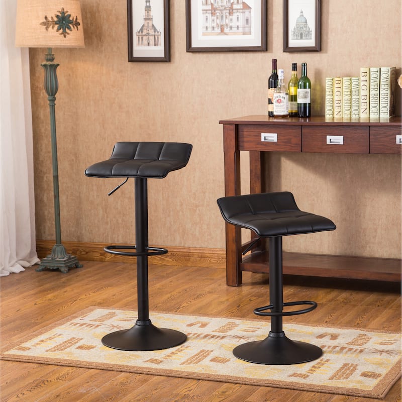 Roundhill Furniture Belham Black Metal Bar Table and Adjustable Swivel Stools 3-piece Set