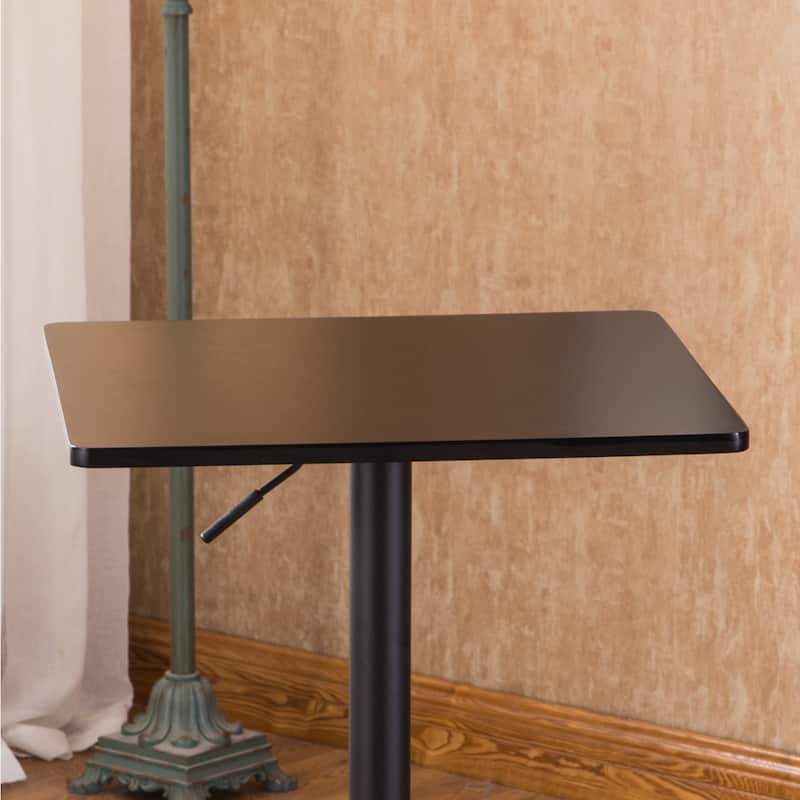 Roundhill Furniture Belham Black Square Top Adjustable Height Metal Bar Table