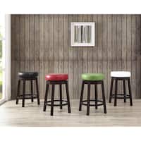 Swivel Counter Height Bar Stool with Leather Seat and Metal Foot Rest (Set of 2)