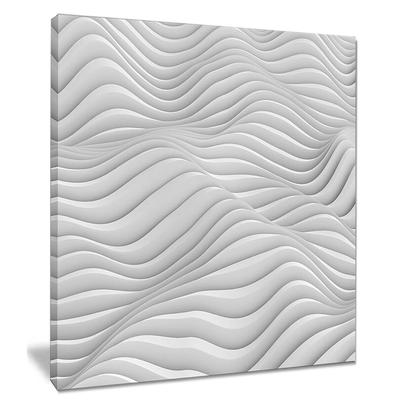 Fractal Rippled White 3D Waves - Abstract Art Canvas Print