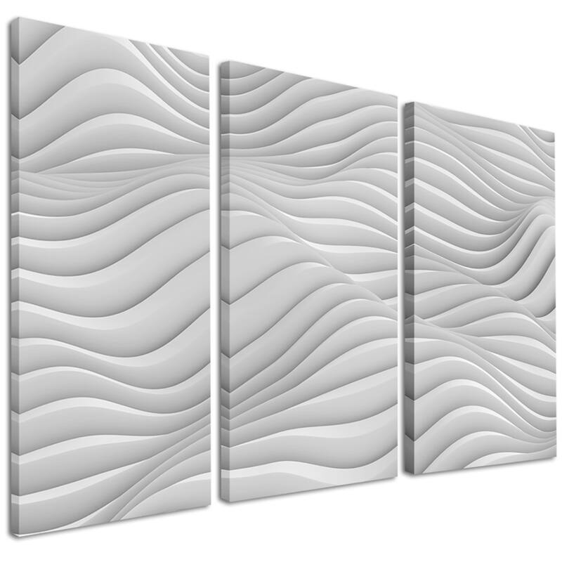 Fractal Rippled White 3D Waves - Abstract Art Canvas Print