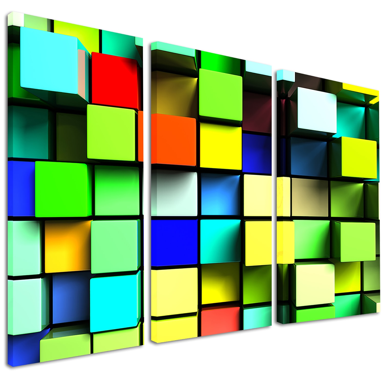 Colored 3D Cubes Wall Design - Abstract Art Canvas Print Large | eBay