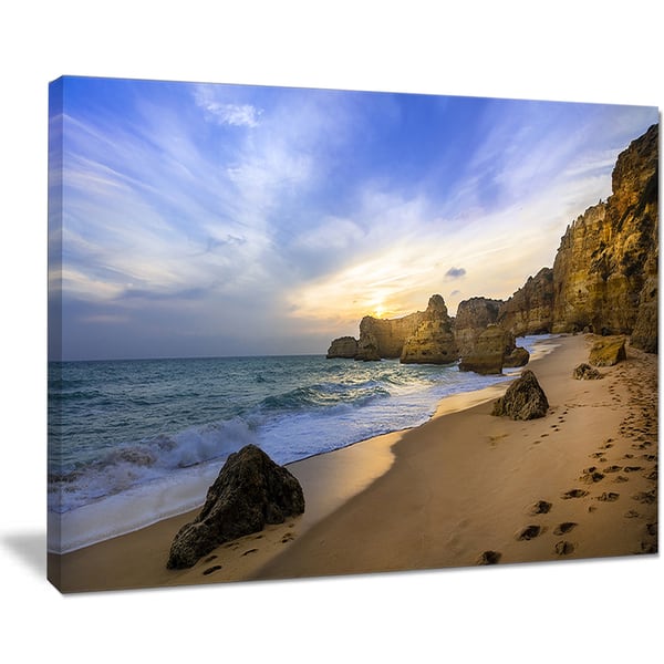 Beautiful Sunset Over Algarve Portugal Extra Large Seashore Canvas Art Overstock 12211958