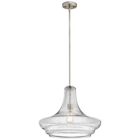 Kichler Lighting Everly Collection 1-light Brushed Nickel Pendant 19 inch Diameter