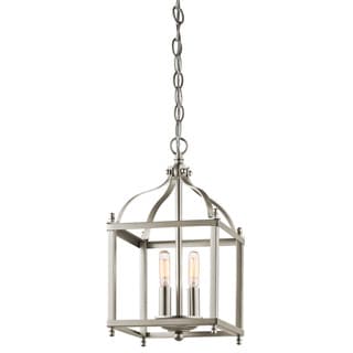 Indoor 3-light Antique Nickel Chandelier - Free Shipping Today ... - Kichler Lighting Larkin Collection 2-light Brushed Nickel Pendant