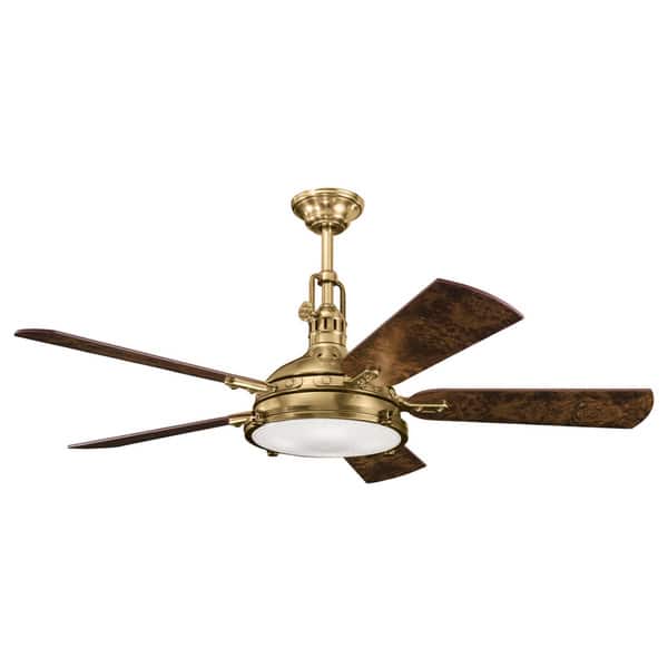 Kichler Lighting Hatteras Bay Collection 56 Inch Burnished Antique Brass Ceiling Fan W Light