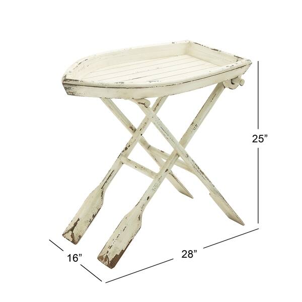 Coastal 25 X 28 Inch Distressed Wooden Boat Accent Coastal 25 X 28 Inch Distressed Wooden Boat Accent