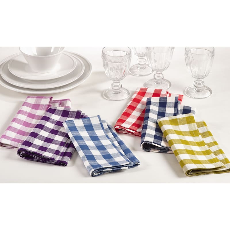 Table Napkins With Gingham Design (Set of 4)