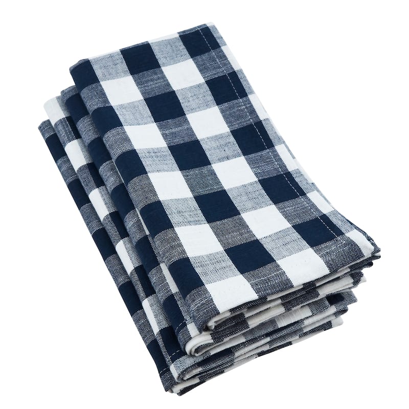 Table Napkins With Gingham Design (Set of 4) - Navy Blue