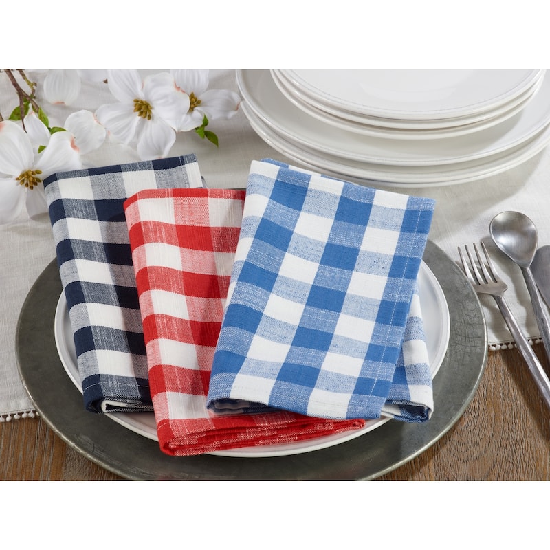 Table Napkins With Gingham Design (Set of 4)