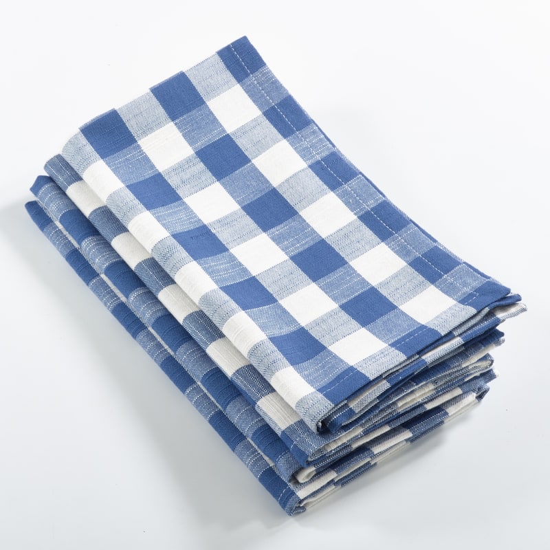 Table Napkins With Gingham Design (Set of 4) - French Blue