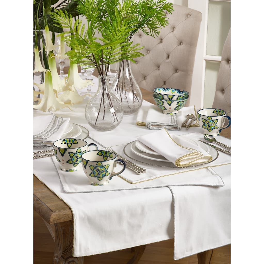 Luana Collection Metallic Trimmed Dinner Napkins (Set of 4)