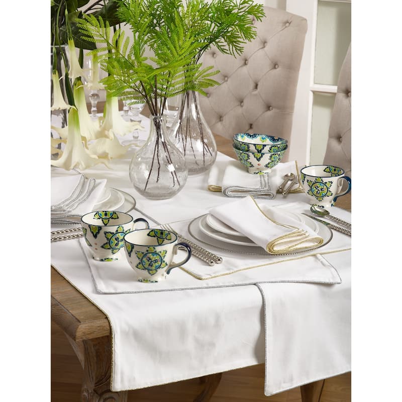 Luana Collection Metallic Trimmed Dinner Napkins (Set of 4)