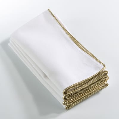 Luana Collection Metallic Trimmed Dinner Napkins (Set of 4)