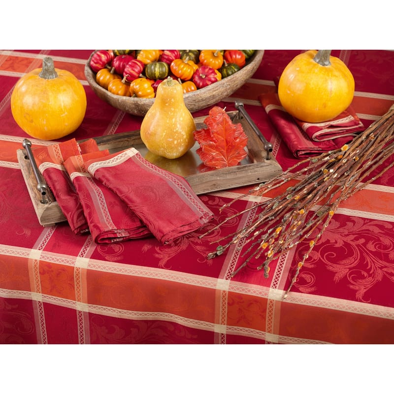Pumpion Collection Plaid Design Dinner Napkins (Set of 12) - 20 X 20